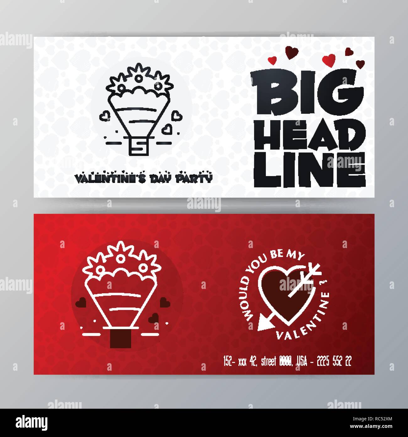 Valentine S Day Big Banner Template Red Background Stock Vector