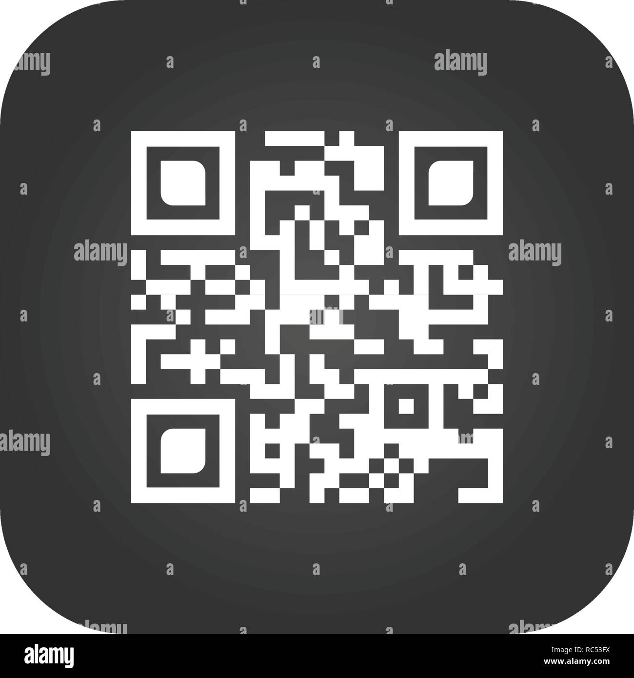 Qr code sign creative app. Scan code symbol. Round square button ...