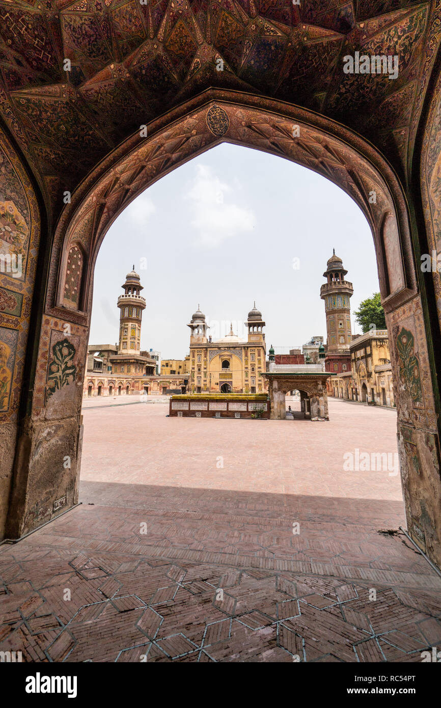 Historical Wazir Khan Mosque in Lahore, Pakistan. Popular tourist destination. Stock Photo