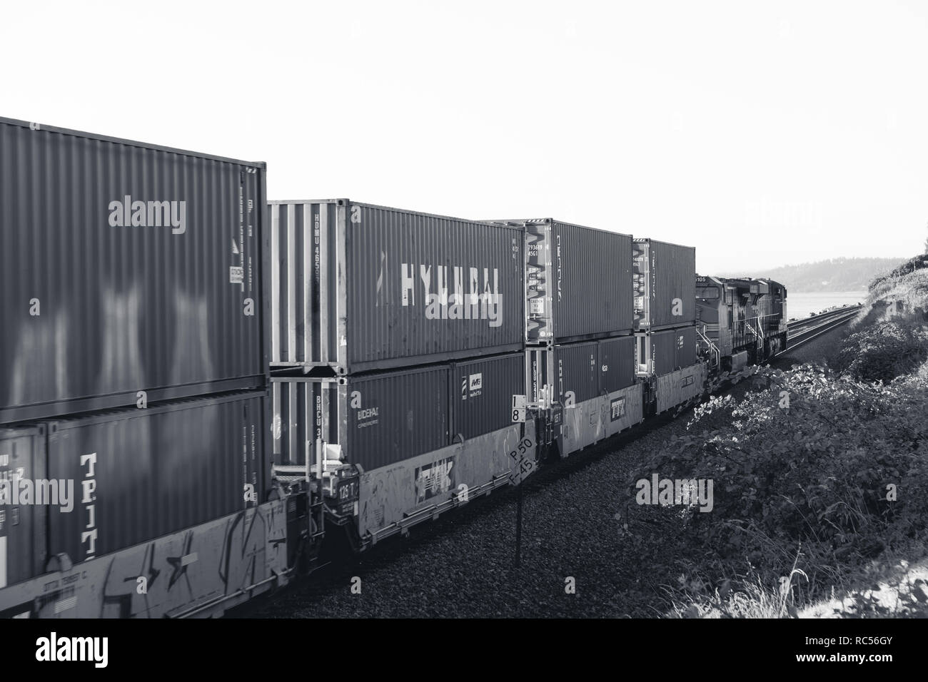 train in edmonds, WA Stock Photo