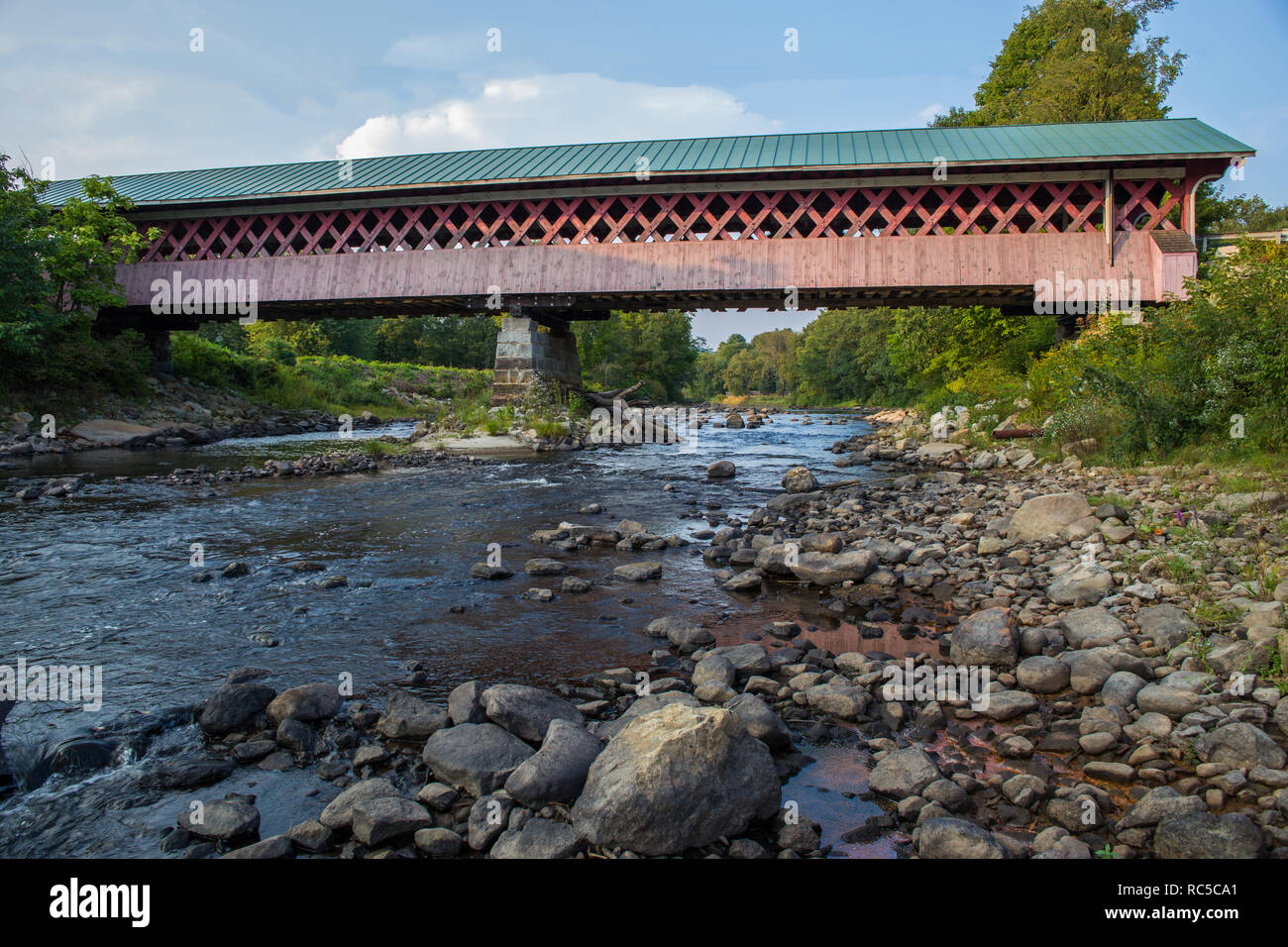 Thompson Covered Bridge in West Swanzey, NH Stock Photo