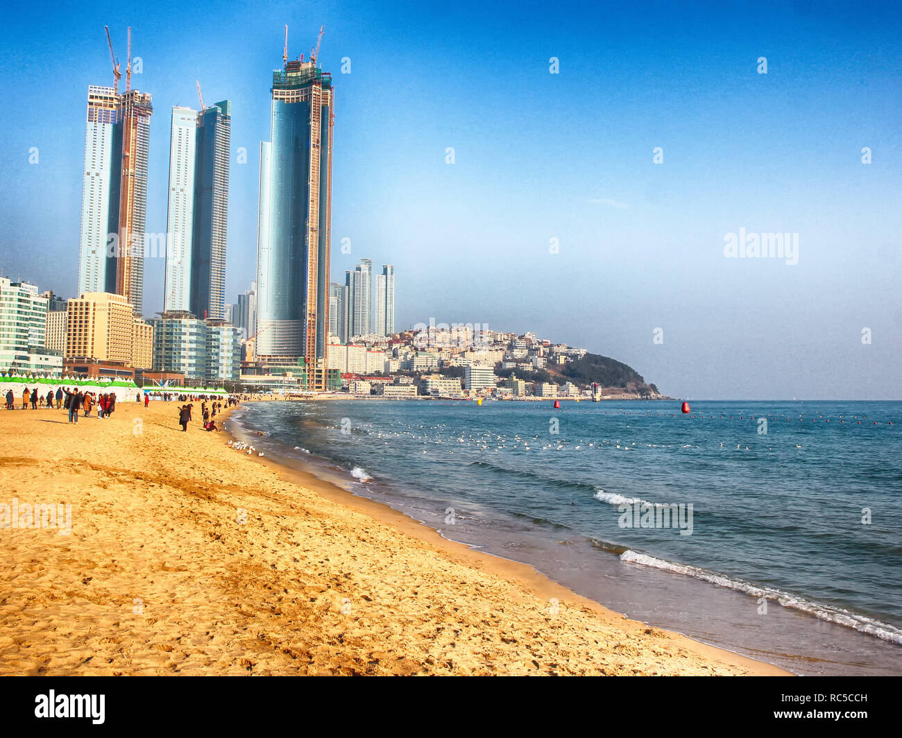 Winter Haeundae Beach Busan South Korea Asia Stock Photo