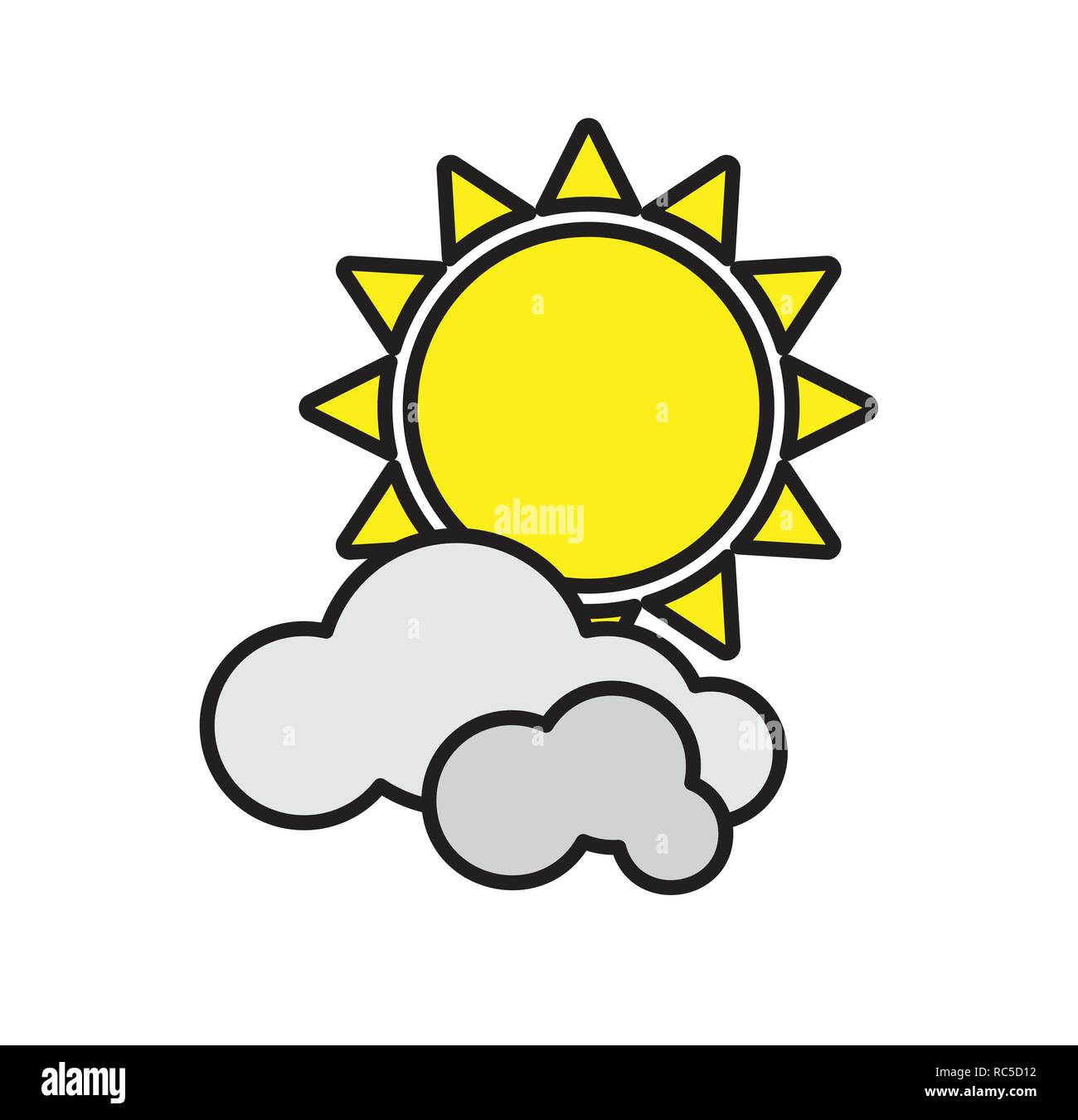 Summy weather color outline icon on white background for graphic and ...