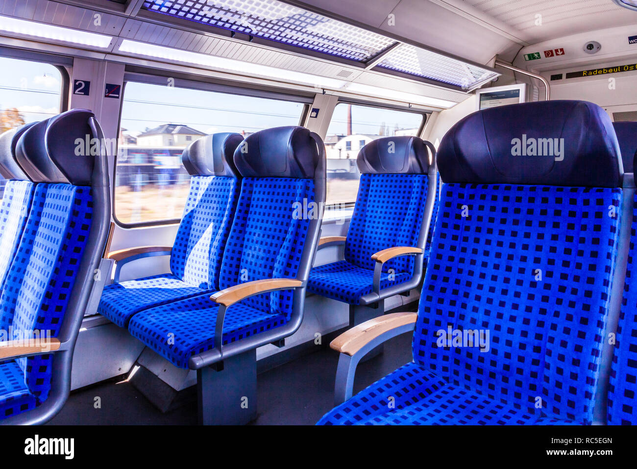 Inside the cabine of the S-Bahn Dresden Stock Photo