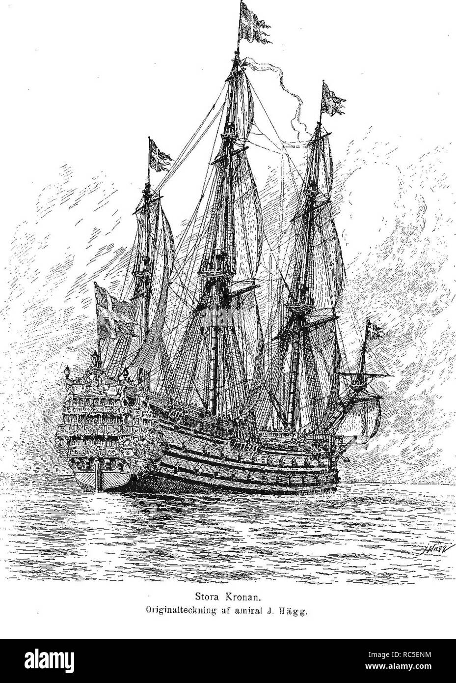 Swedish ship of the line HMS Stora Kronan 1668 Stock Photo - Alamy