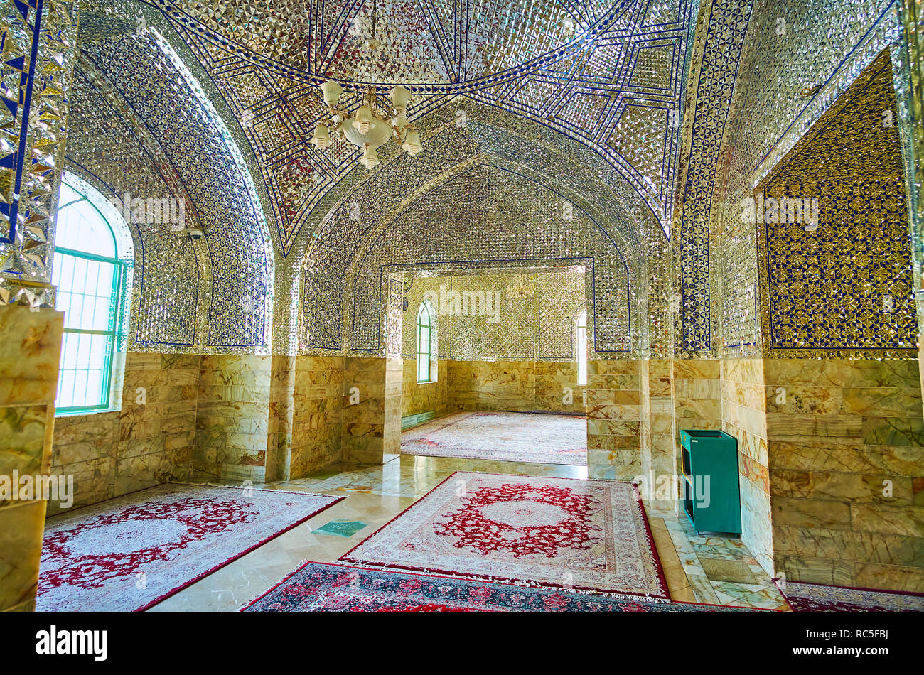 YAZD, IRAN OCTOBER 18, 2017 The scenic mirror corridor of the modern