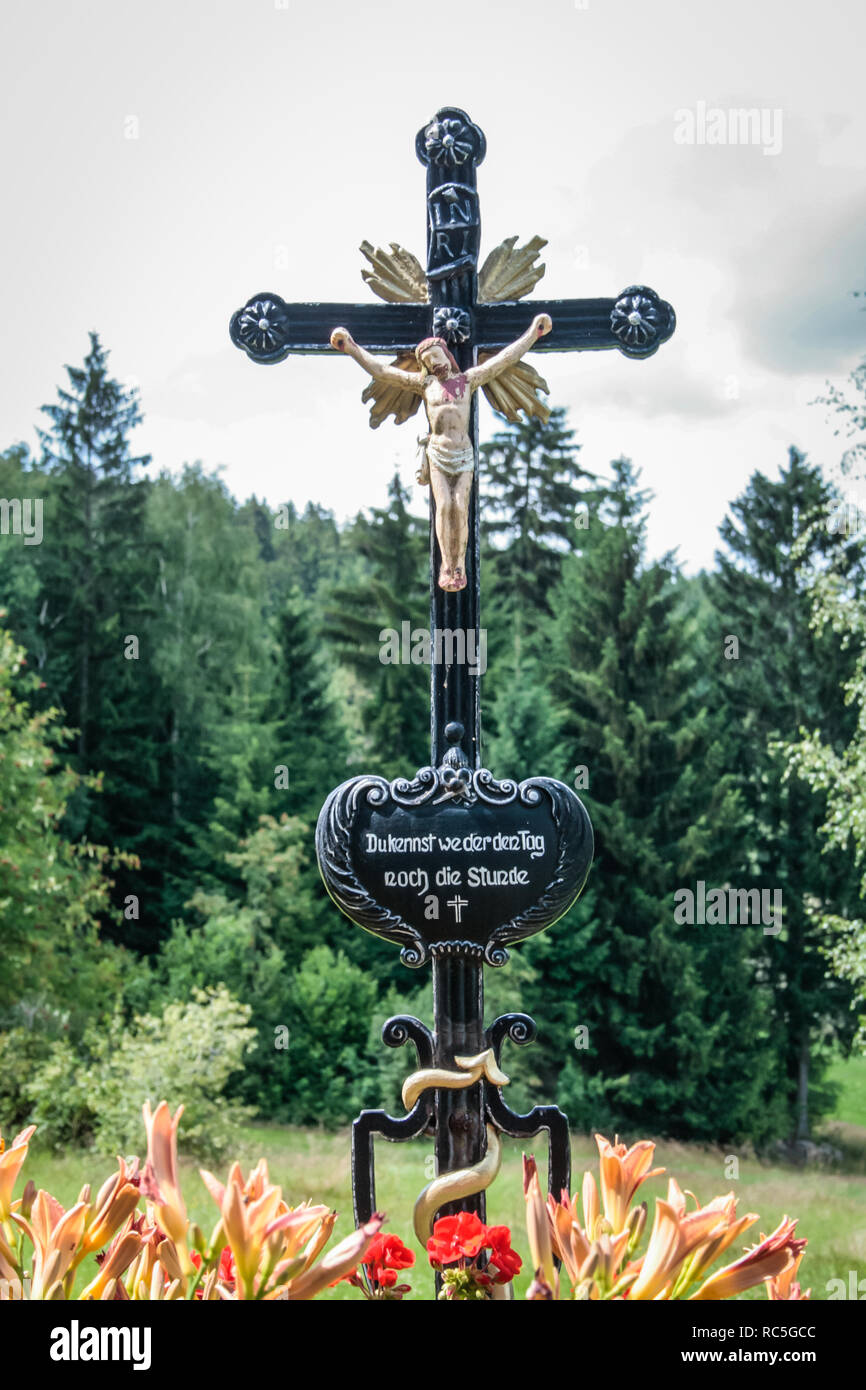 Marterl (wayside cross) in Heinrichs Weitra, Waldviertel, Austria Stock Photo