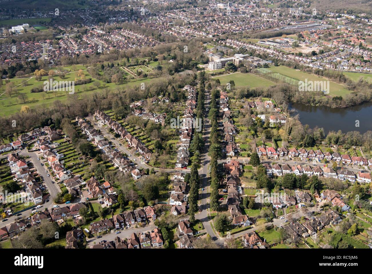 Canons Drive and the landscape park at Canons Park, Harrow, London