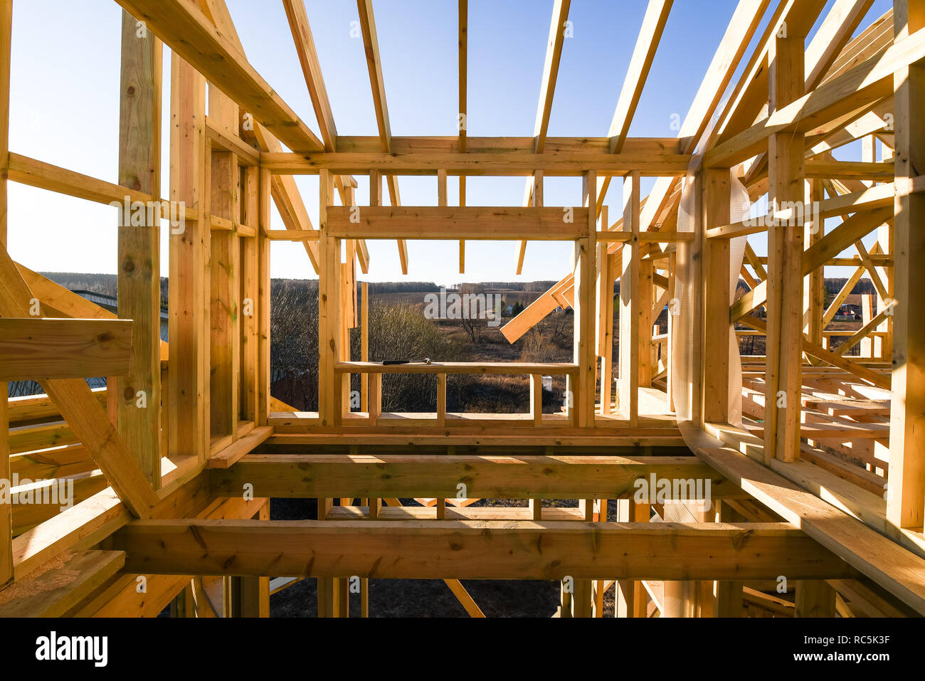 Frame house construction. House building. Construction industry Stock Photo Alamy