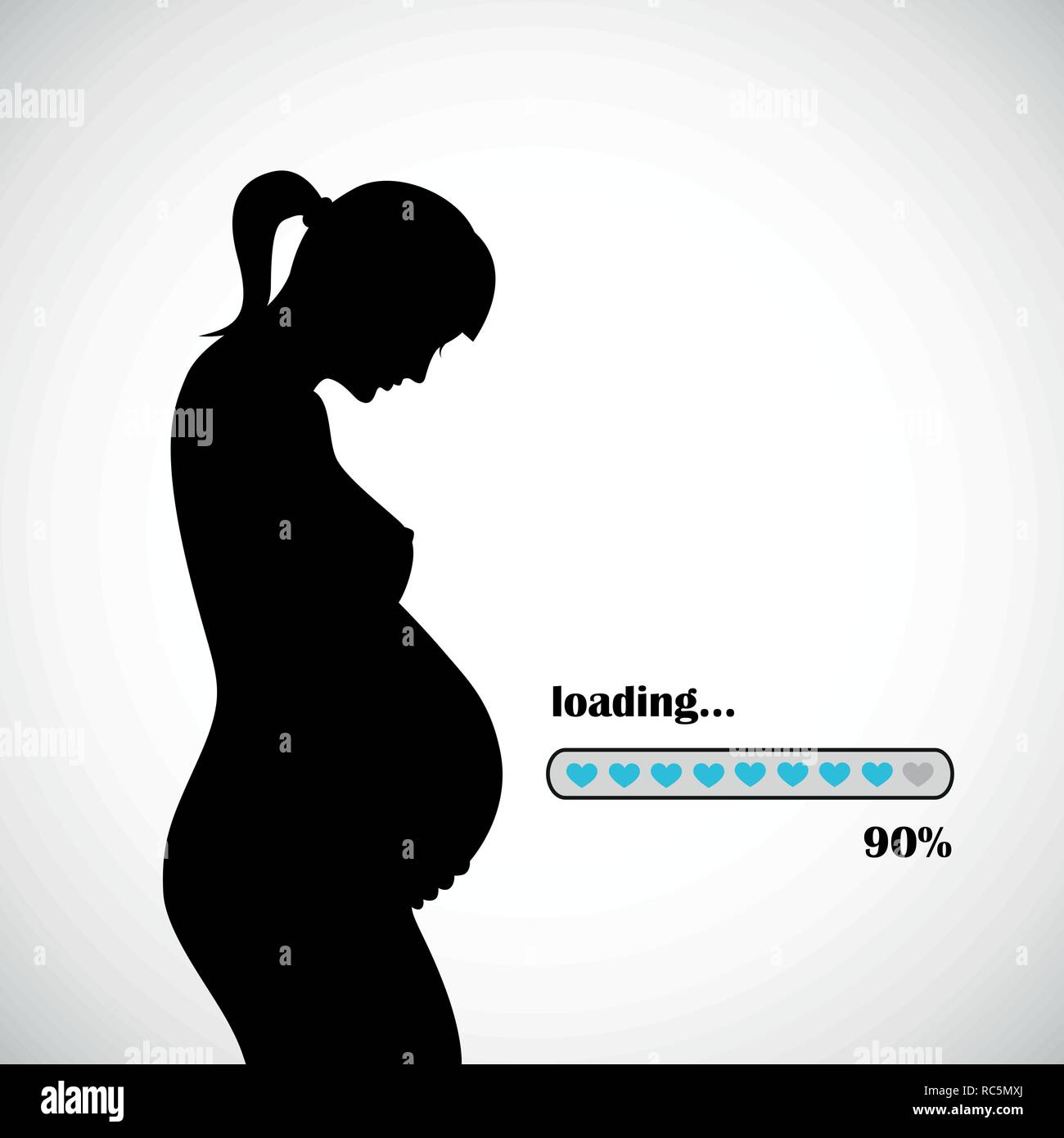 pregnant woman silhouette baby boy loading 90 vector illustration Stock Vector