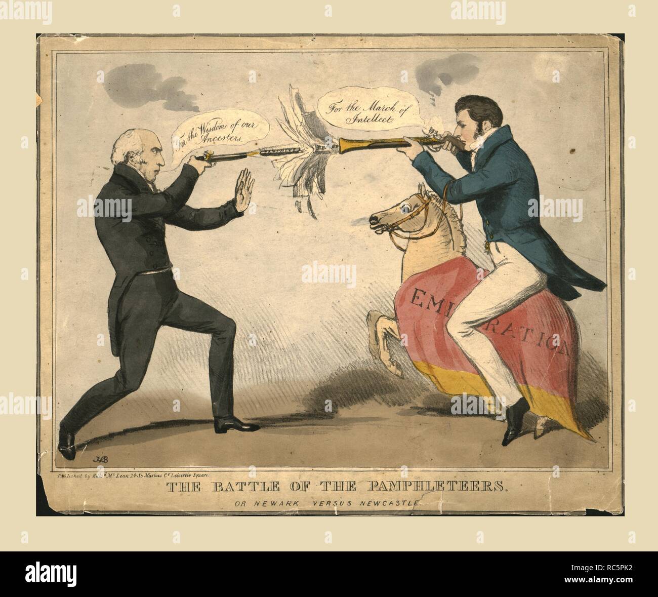 'The Battle of the Pamphleteers. Or Newark versus Newcastle', 1829. Creator: John Doyle. Stock Photo