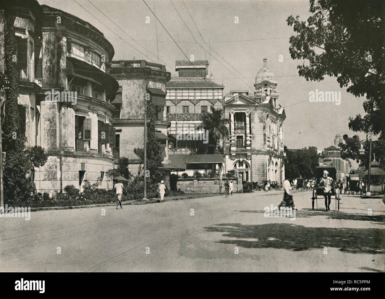 'Strand Road, Rangoon. - Post Office, Imperial Bank of India. Custom House in distance', 1900. Creator: Unknown. Stock Photo