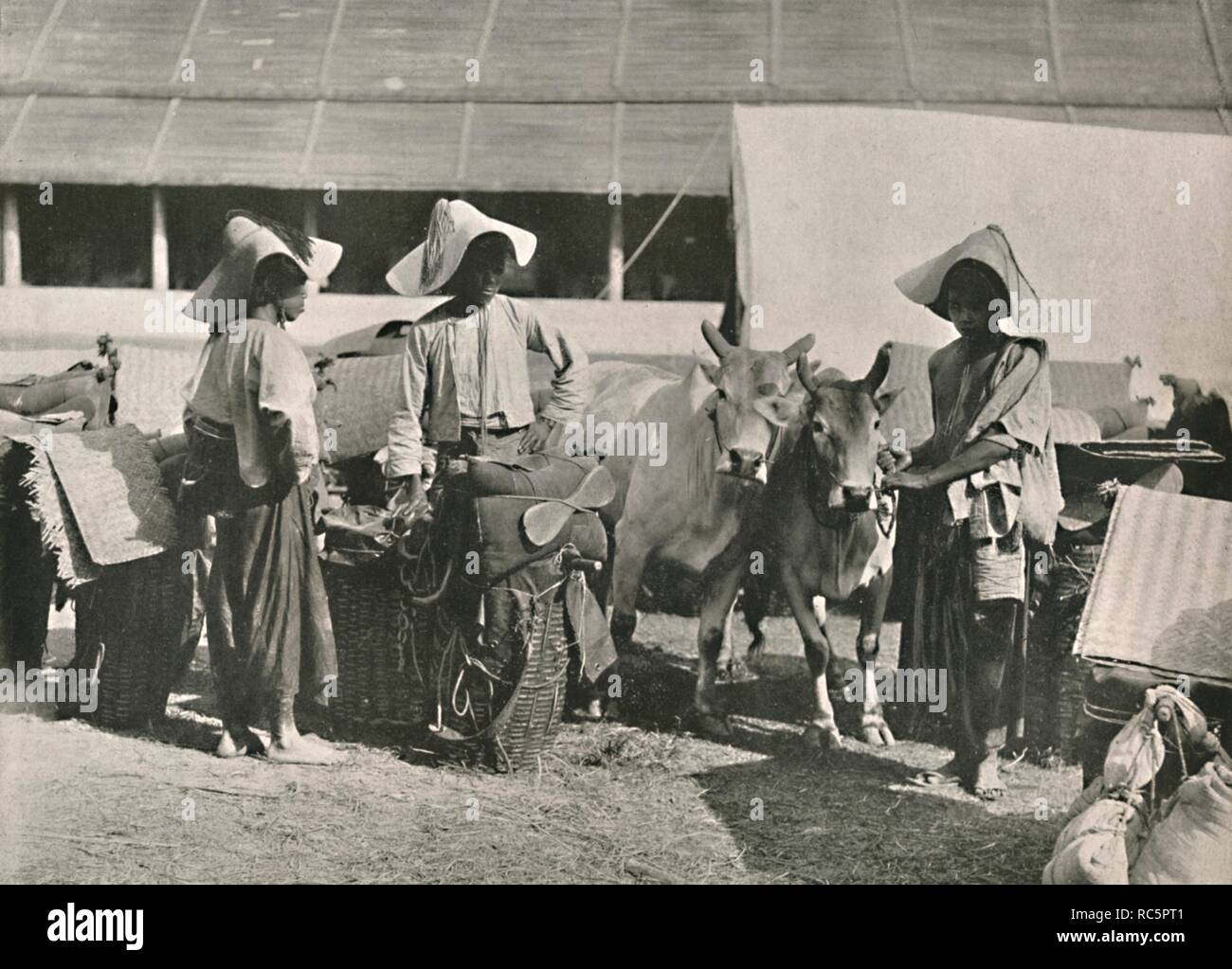 'Caravan Scene with Shans at Bhamo', 1900. Creator: Unknown. Stock Photo