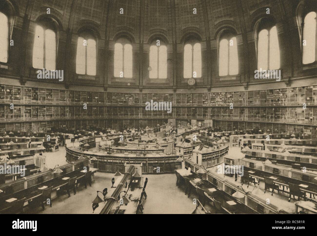 'Reading Room of the Great Library at the British Museum seen from the Entrance', c1935. Creator: Fleming. Stock Photo