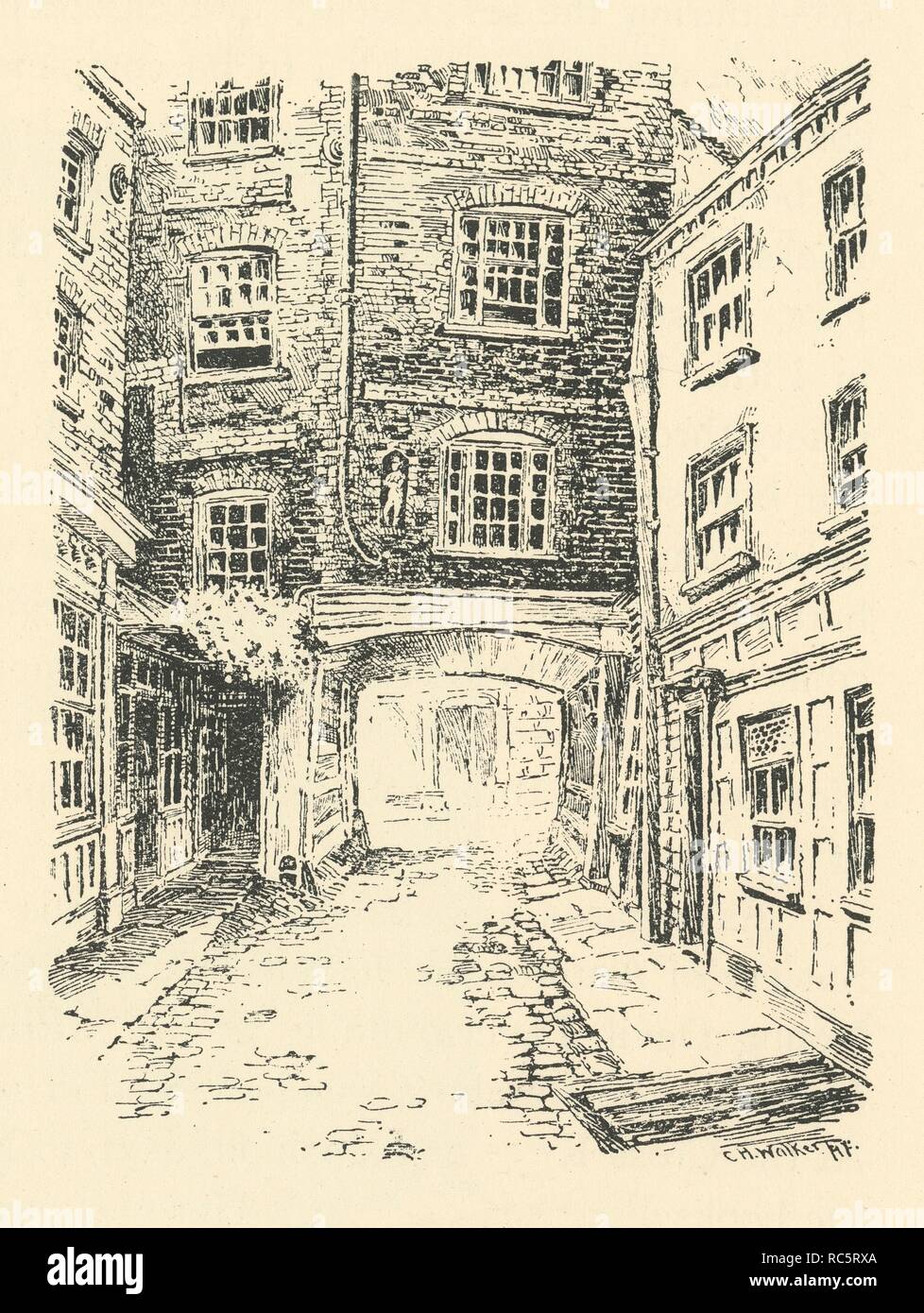 'Old Bell Inn, Holborn', 18th century, (1925). Creator: CH Walker. Stock Photo