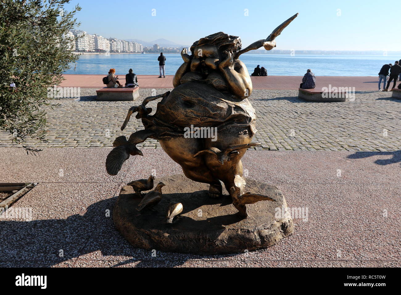 Statue by the Chinese artist  Xu Xongfei exhibited  in Thessaloniki, Greece, between December 17 and December 24, 2018. Stock Photo
