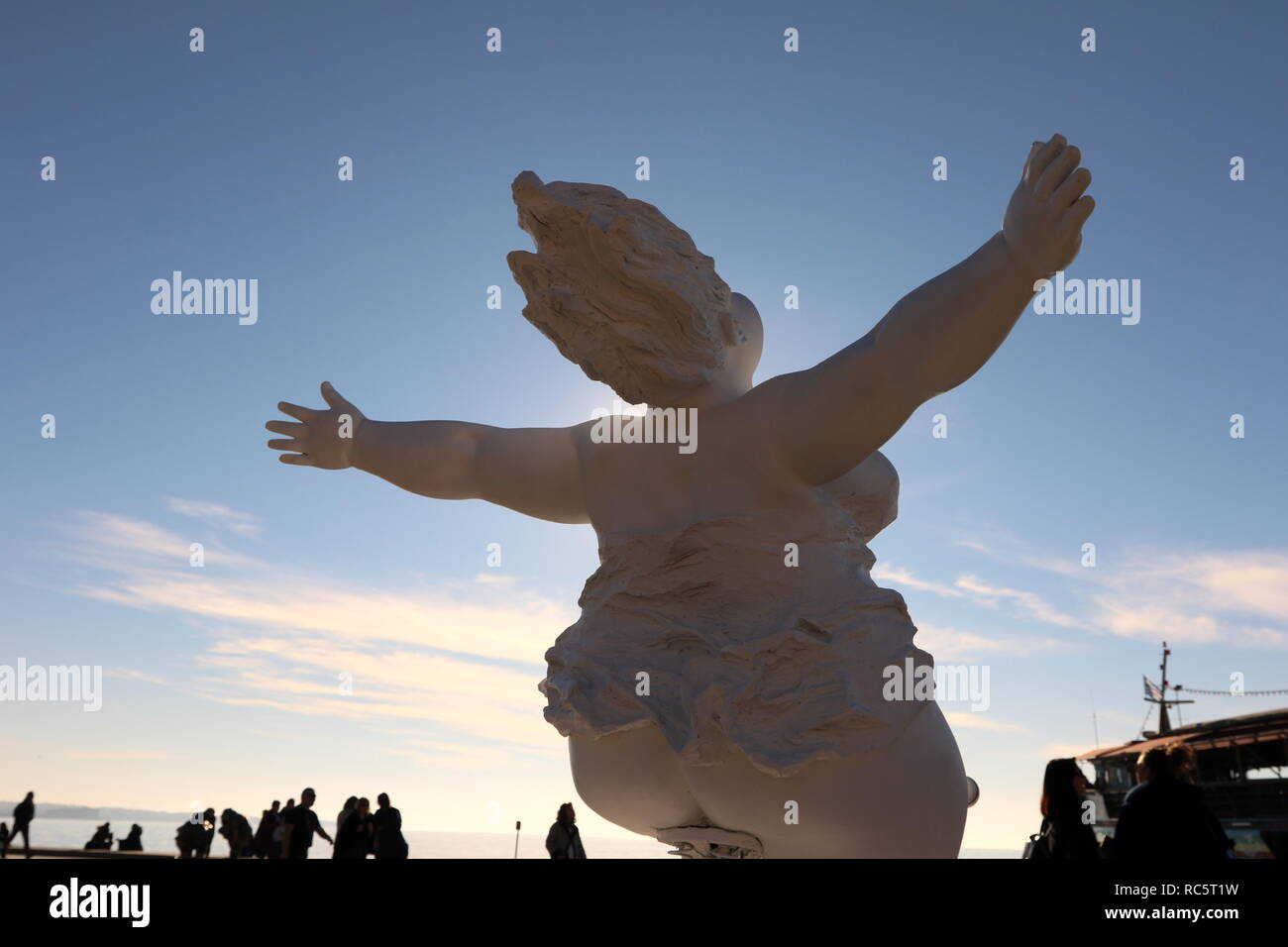 Statue by the Chinese artist  Xu Xongfei exhibited  in Thessaloniki, Greece, between December 17 and December 24, 2018. Stock Photo