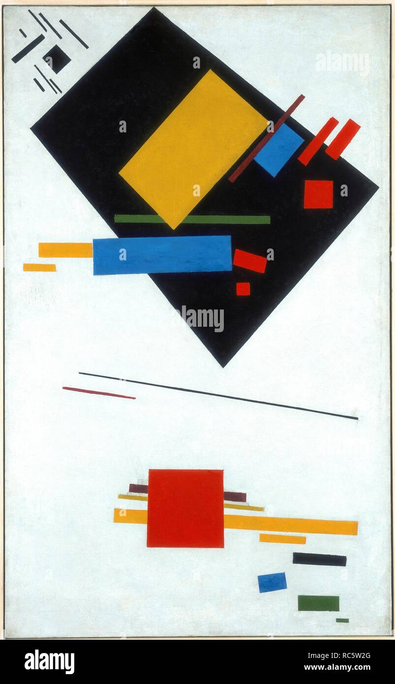Suprematist painting (Black Trapezoid and Red Square). Museum: Stedelijk Museum, Amsterdam. Author: Malevich, Kasimir Severinovich. Stock Photo