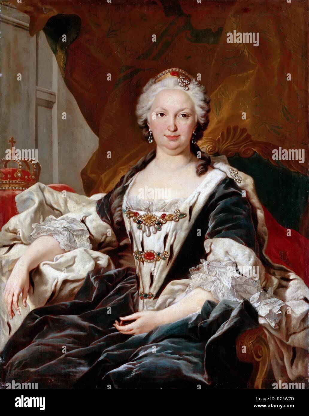 Elisabeth Farnese (1692-1766), Queen of Spain. Museum: Musée de l'Histoire de France, Château de Versailles. Author: VAN LOO, LOUIS-MICHEL. Stock Photo