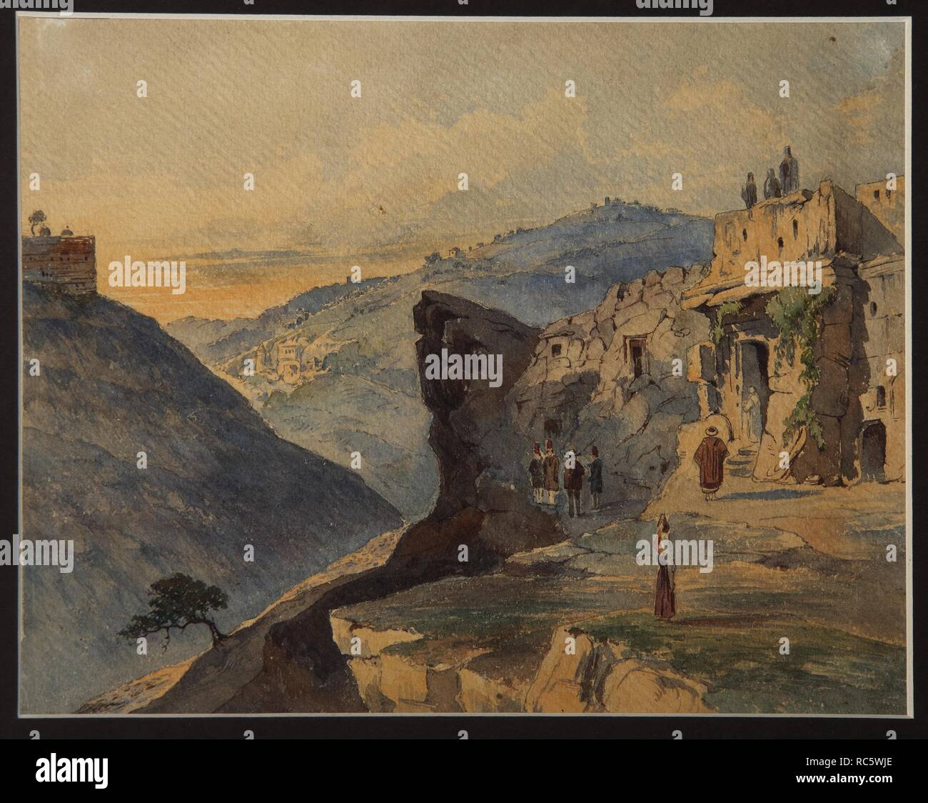 The Valley of Josaphat, the Mount of Olives, Siloam Village. Museum: State History Museum, Moscow. Author: Gerz, Konstantin Karlovich. Stock Photo