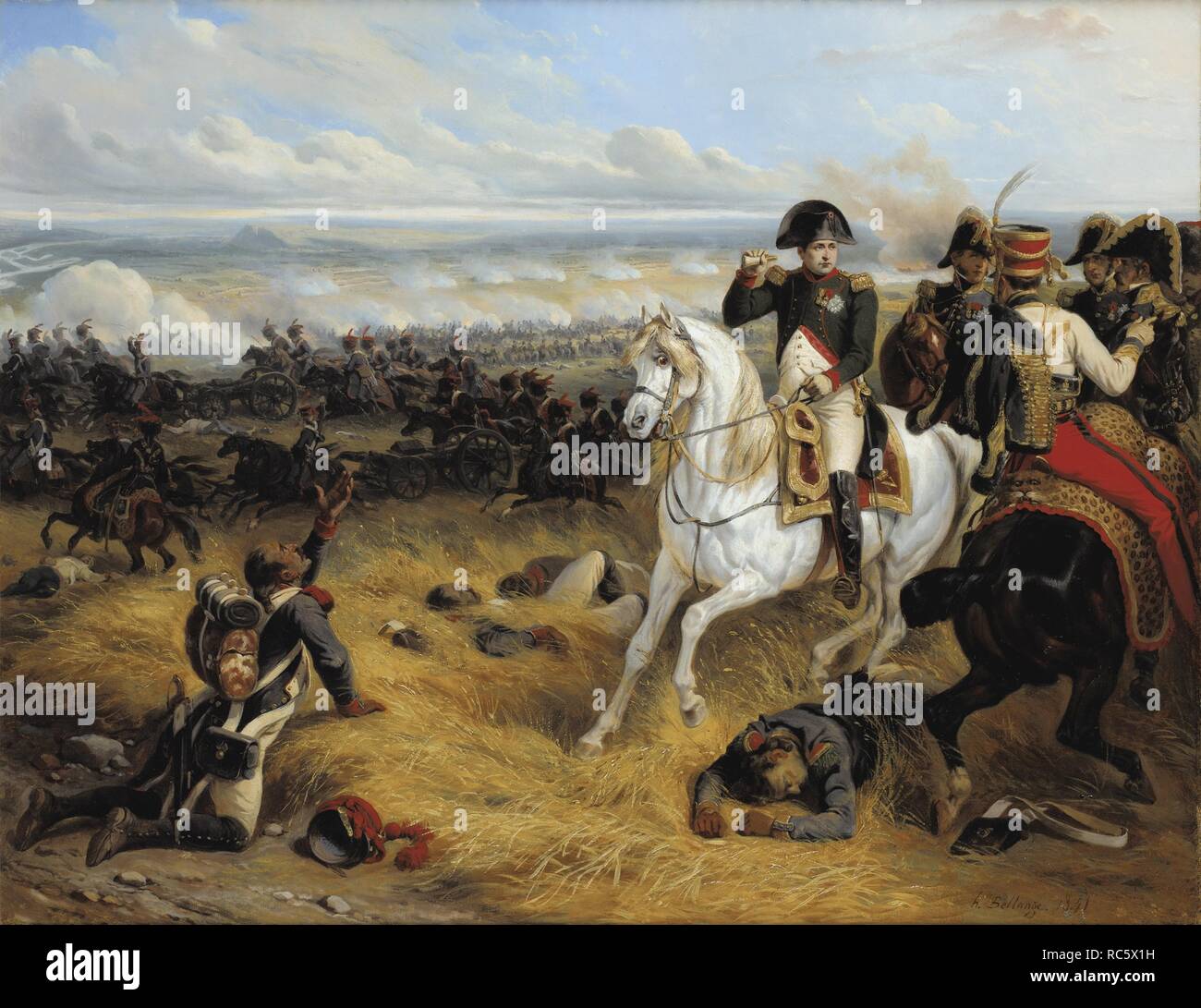 Napoleon in the Battle of Wagram. Museum: PRIVATE COLLECTION. Author: BELLANGE, HIPPOLYTE. Stock Photo