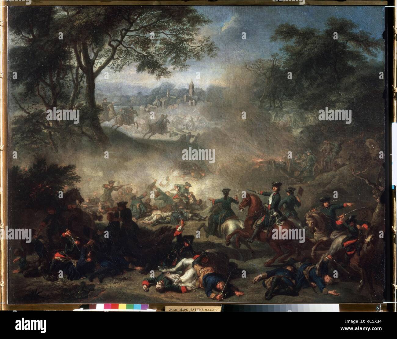 The Battle of Lesnaya. Museum: State A. Pushkin Museum of Fine Arts, Moscow. Author: NATTIER, JEAN-MARC. Stock Photo