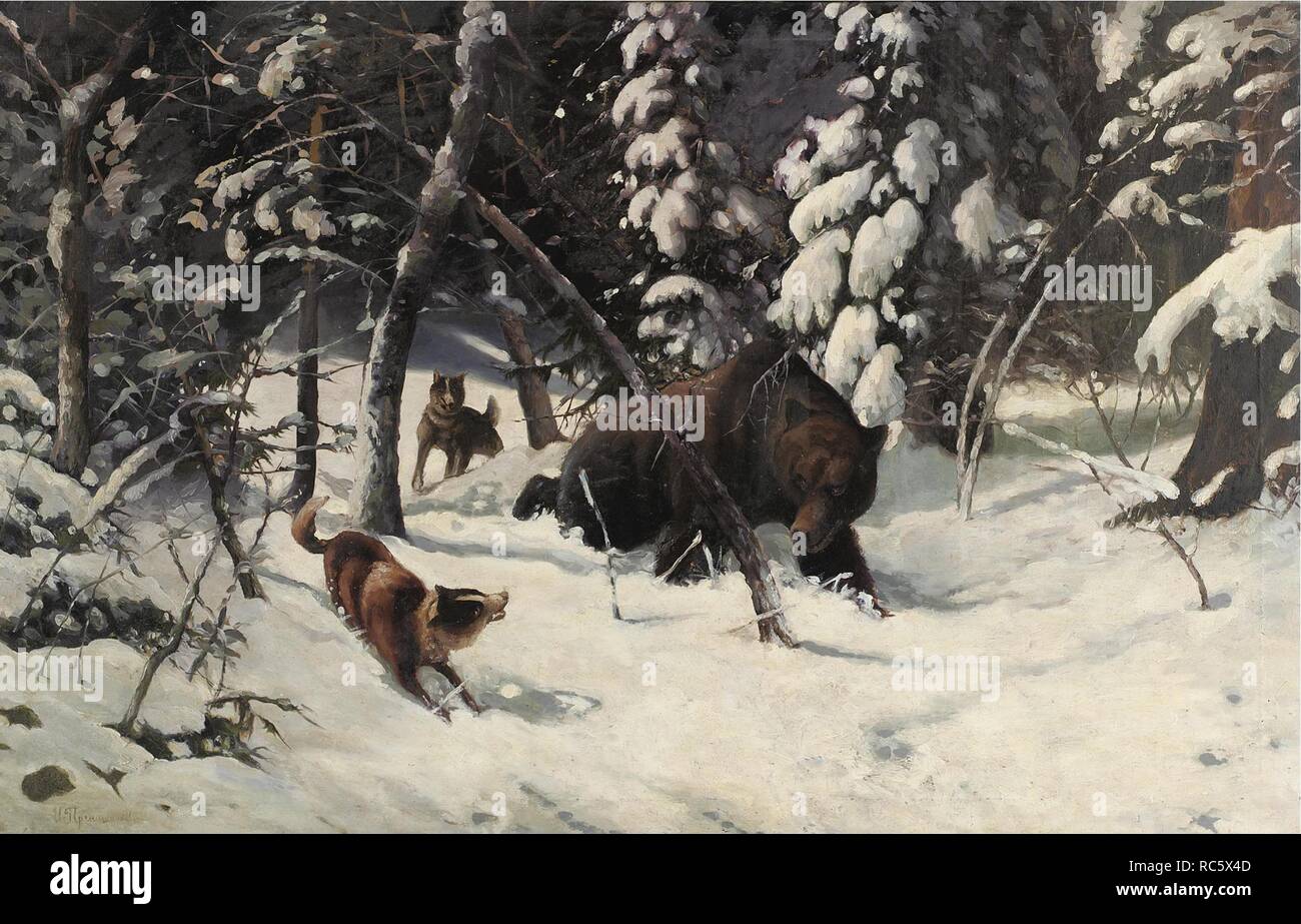 The Bear Hunt. Museum: PRIVATE COLLECTION. Author: Pryanishnikov ...