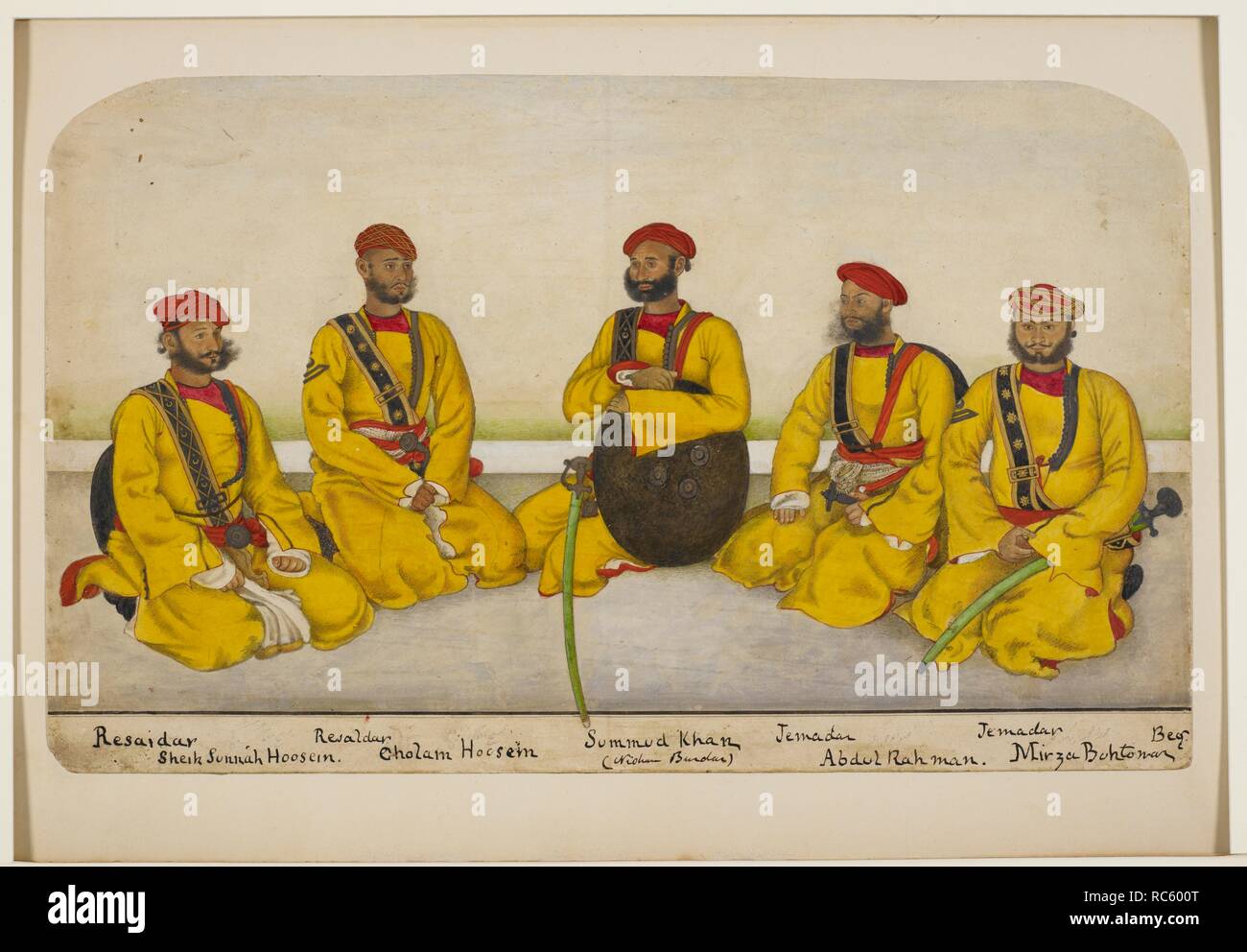 Five rissaldar and jemadrs of Skinner's Horse seated on the ground