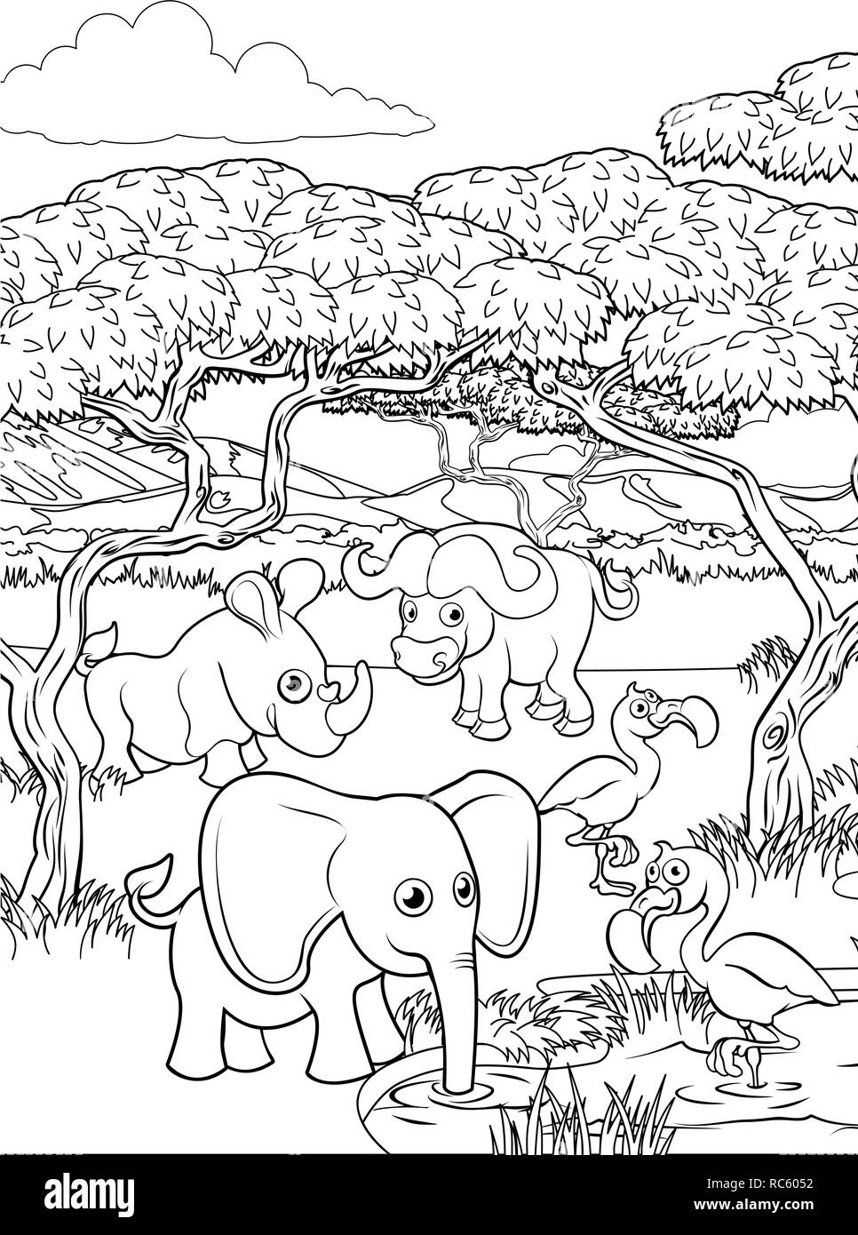 Black white monochrome Summer or spring farm concept in countryside Cartoon  doodle vector cute Red barn fence and clouds field and trees bushes and  plants for animal life background coloring book 2563965, image size:966x1390