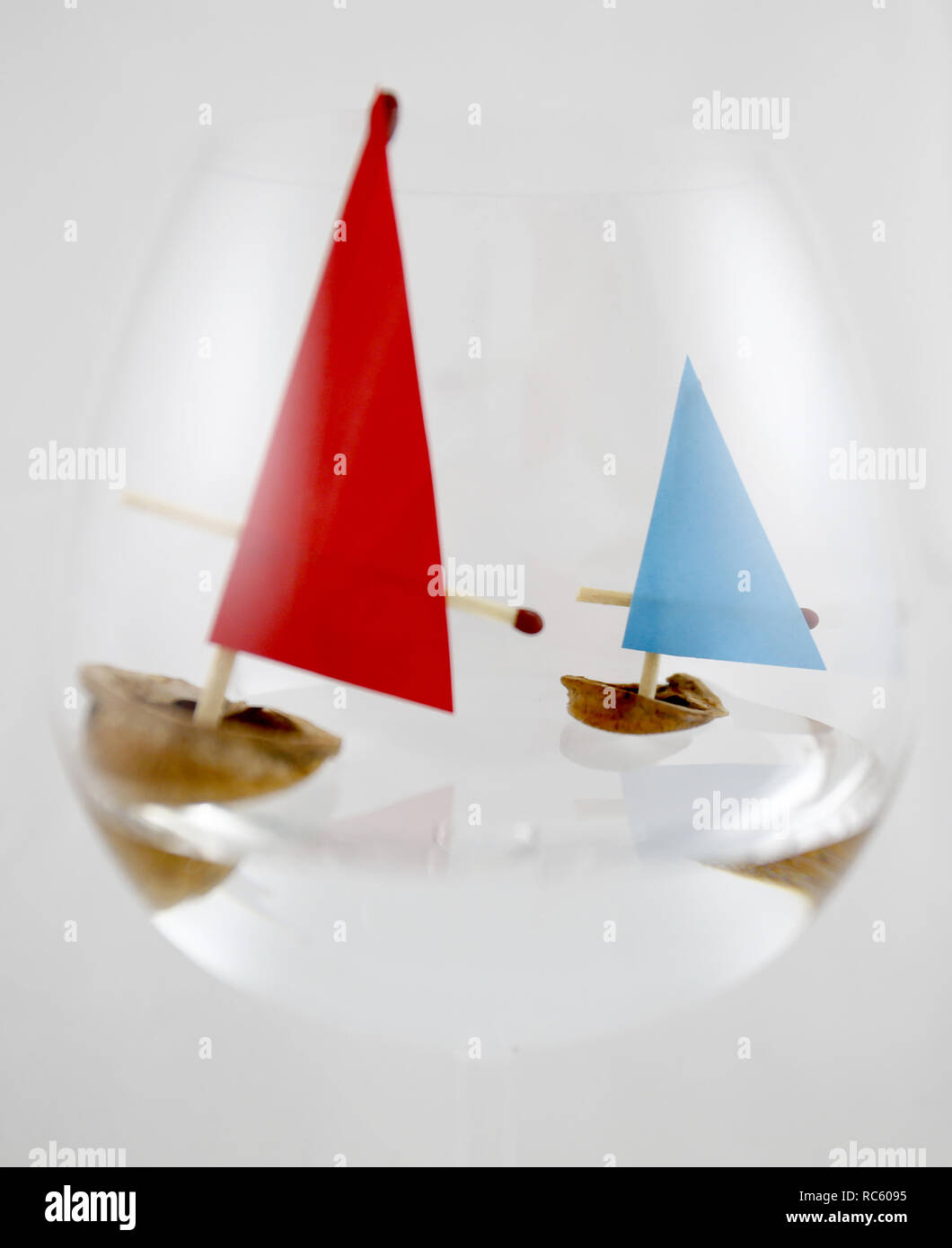 Marbles and ships from nuts Stock Photo