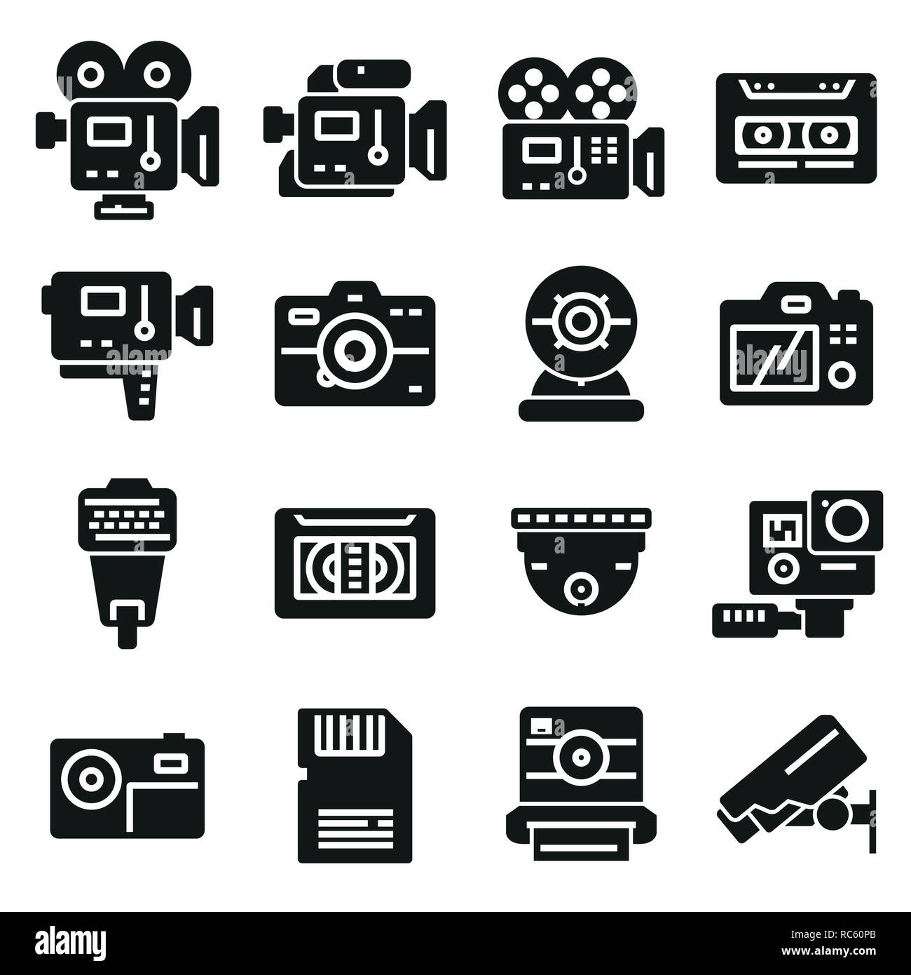 Vector gray Video and Camera icons set on white background Stock Vector