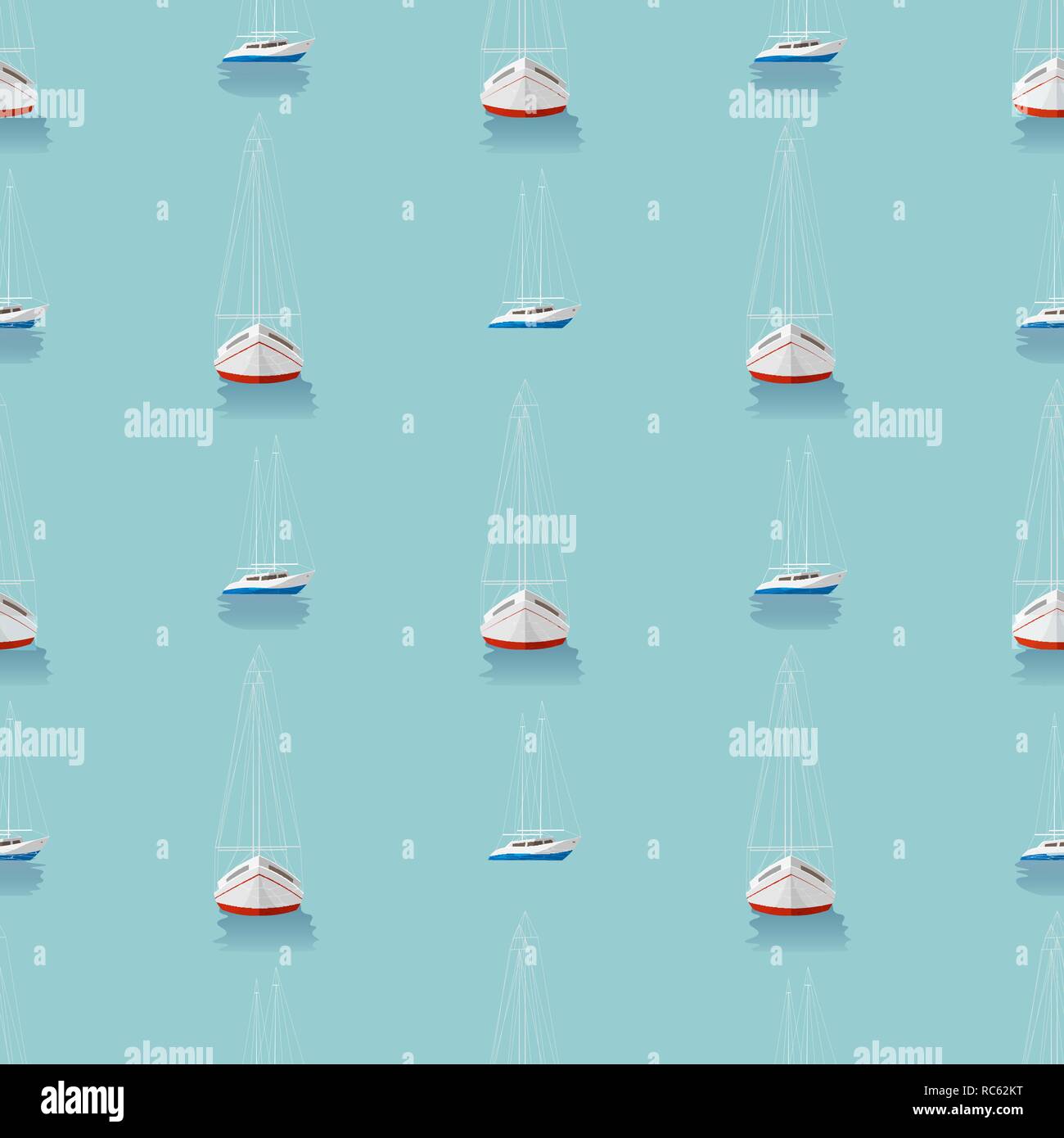 Seamless pattern with yachts in the blue sea 10 eps Stock Vector Image ...
