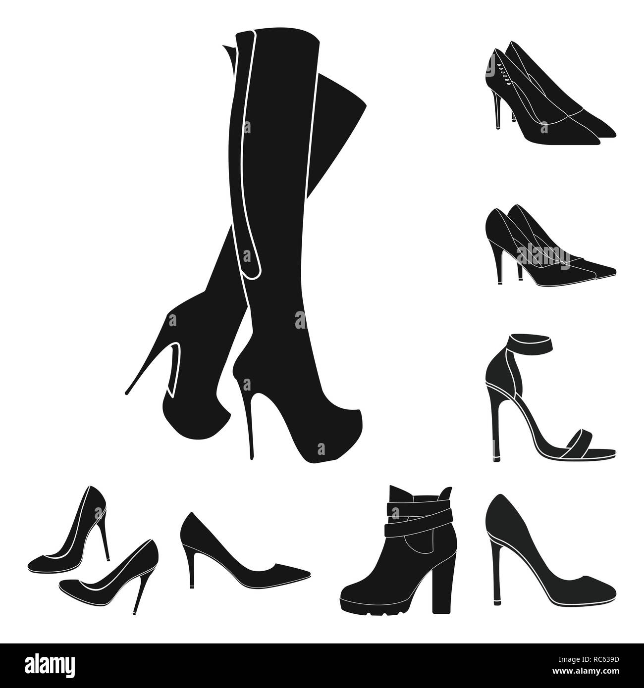 sticker,women,red,silhouette,boot,heel,high,shoes,stiletto,fashion,shoe,pair,girl,set,vector,icon,illustration,isolated,collection,design,element,graphic,sign,black,simple, Vector Vectors Stock Image Art - Alamy
