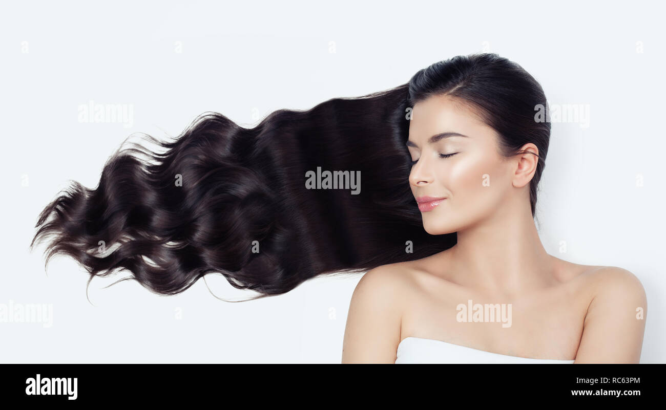 Relaxing Spa Woman With Blowing Curly Hair On White Relaxation