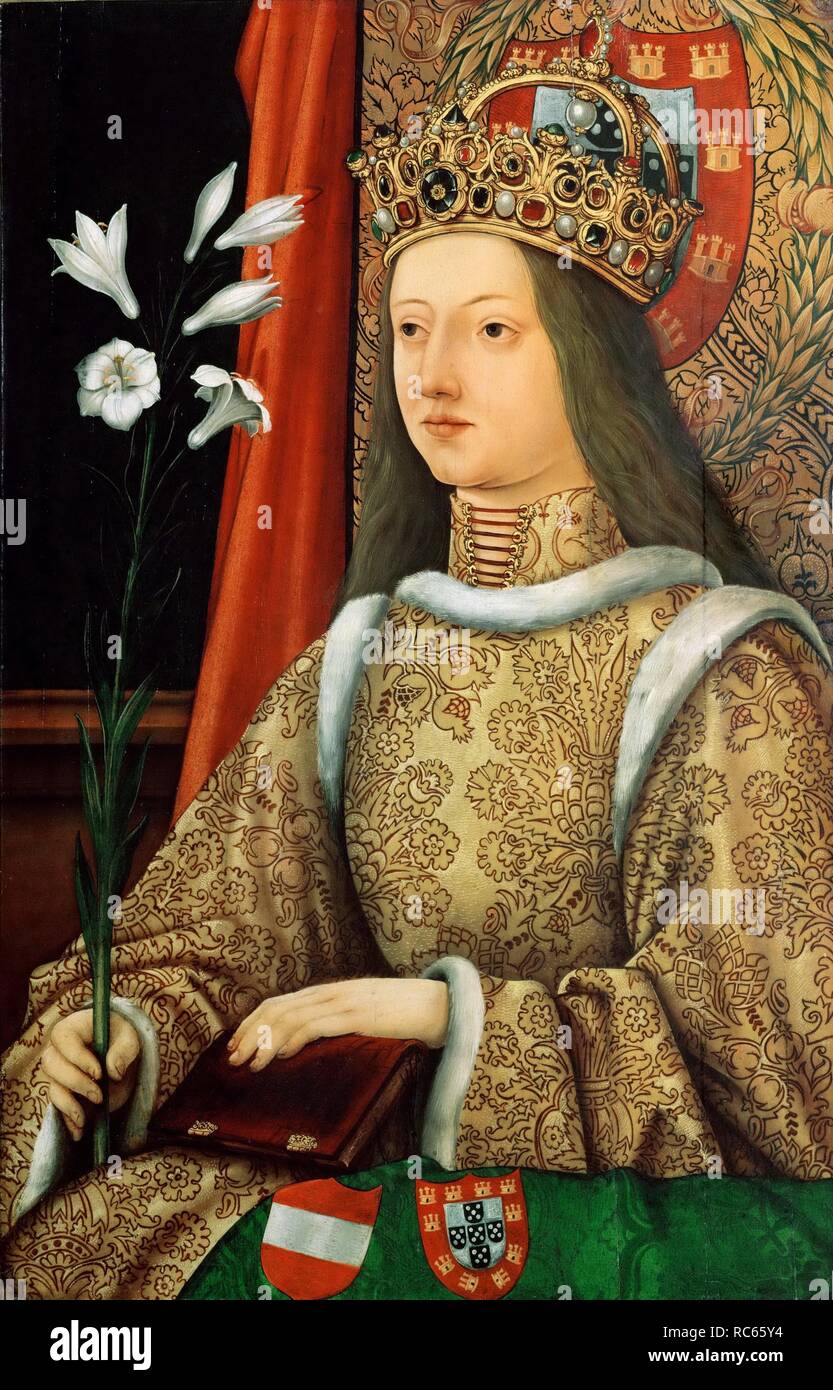 Portrait of Eleanor of Portugal (1434-1467), Holy Roman Empress. Museum: Ambras Castle, Innsbruck. Author: Burgkmair, Hans the Elder. Stock Photo