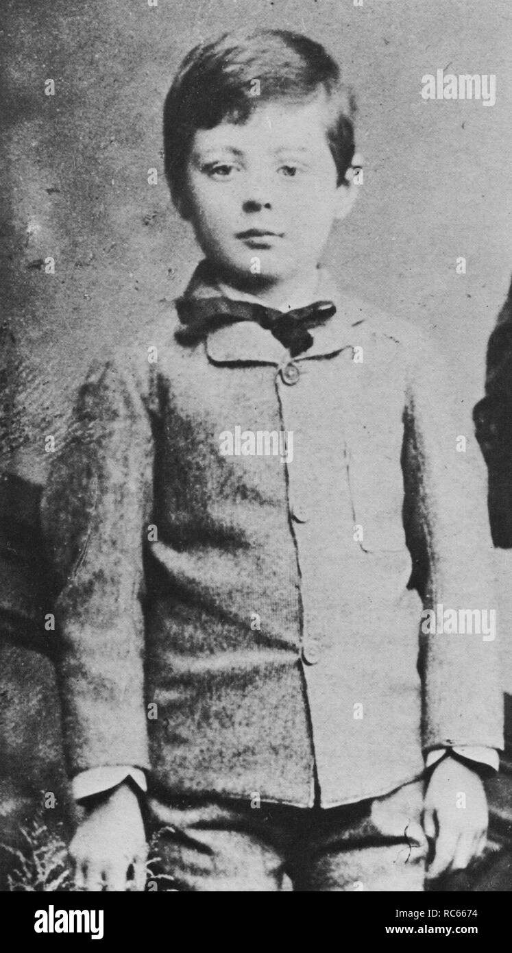 Winston Churchill aged five. Portrait photograph taken in Dublin, Eire. Stock Photo