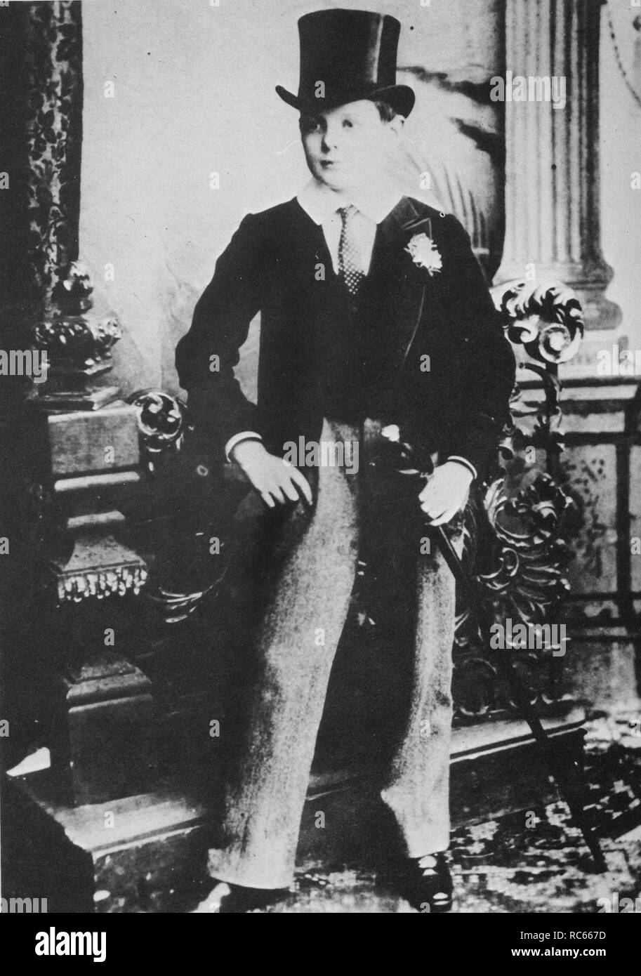 Winston Churchill  as a pupil at Harrow School, 1889. Stock Photo