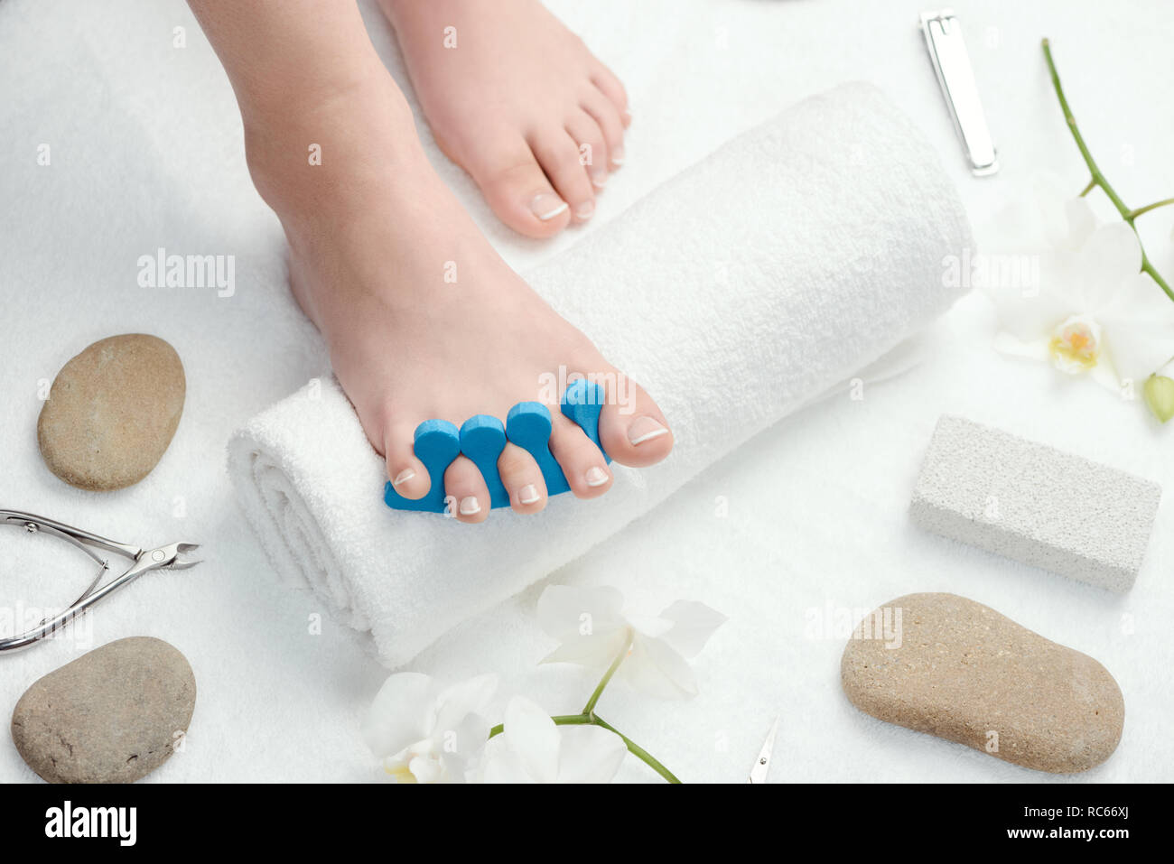 Toes spaced with separator Stock Photo