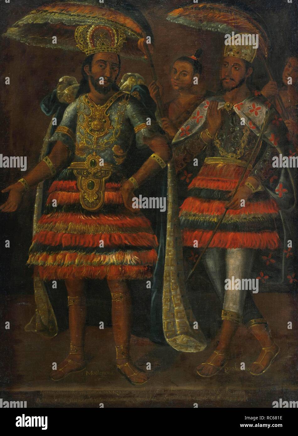 Portrait of Moctezuma and Cuauhtémoc. Museum: PRIVATE COLLECTION. Author: ANONYMOUS. Stock Photo