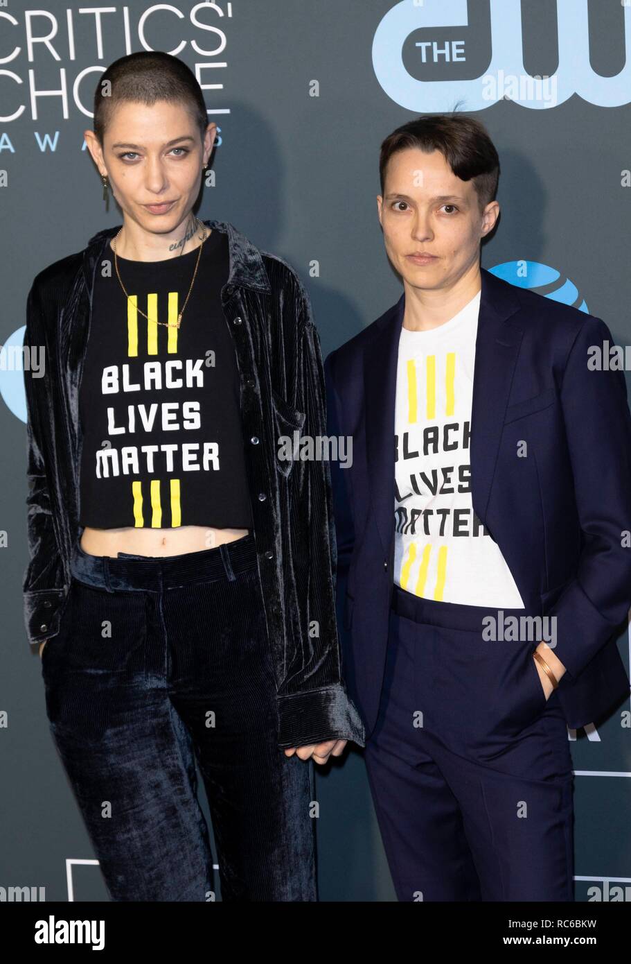 Asia Kate Dillon (l) and guest attend the 24th Annual Critics' Choice Awards at Barker Hangar in Santa Monica, Los Angeles, California, USA, on 13 January 2019. | usage worldwide Stock Photo
