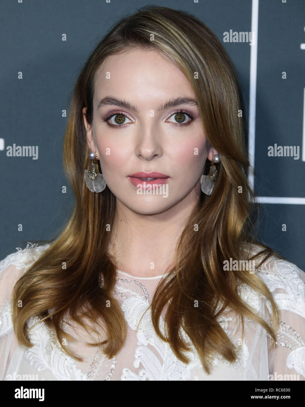 Santa Monica United States 13th Jan 2019 Actress Jodie Comer Wearing A Zuhair Murad Dress Jimmy Choo Shoes Silvia Furmanovich Earrings And A Jimmy Choo Clutch Arrives At The 24th Annual Critics
