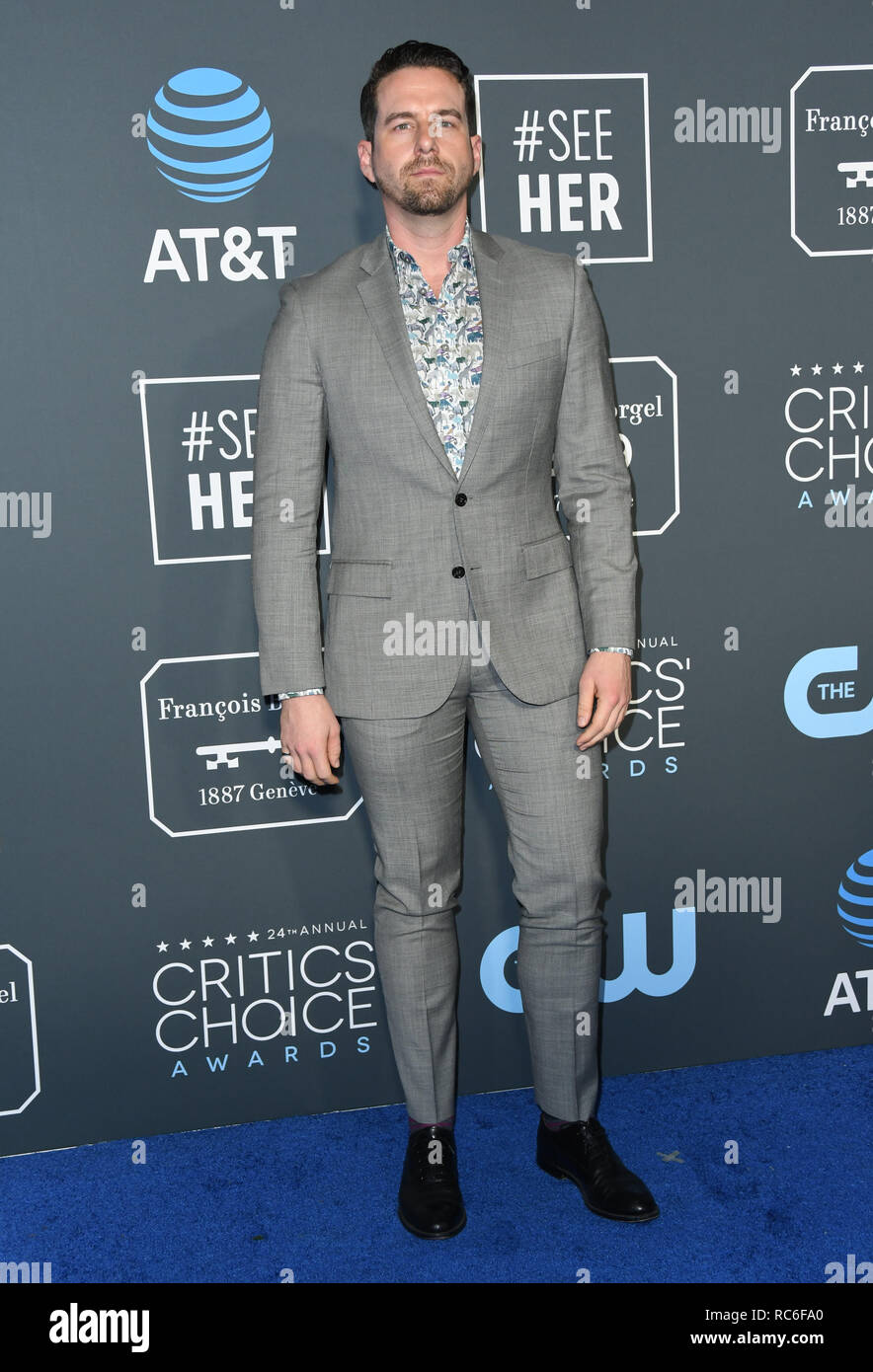 Santa Monica, CA, USA. 13th Jan, 2019. 13 January 2019 - Santa Monica, California - Rightor Doyle. The 24th Annual Critics' Choice Awards held at Barker Hangar. Photo Credit: Birdie Thompson/AdMedia Credit: Birdie Thompson/AdMedia/ZUMA Wire/Alamy Live News Credit: ZUMA Press, Inc./Alamy Live News Stock Photo