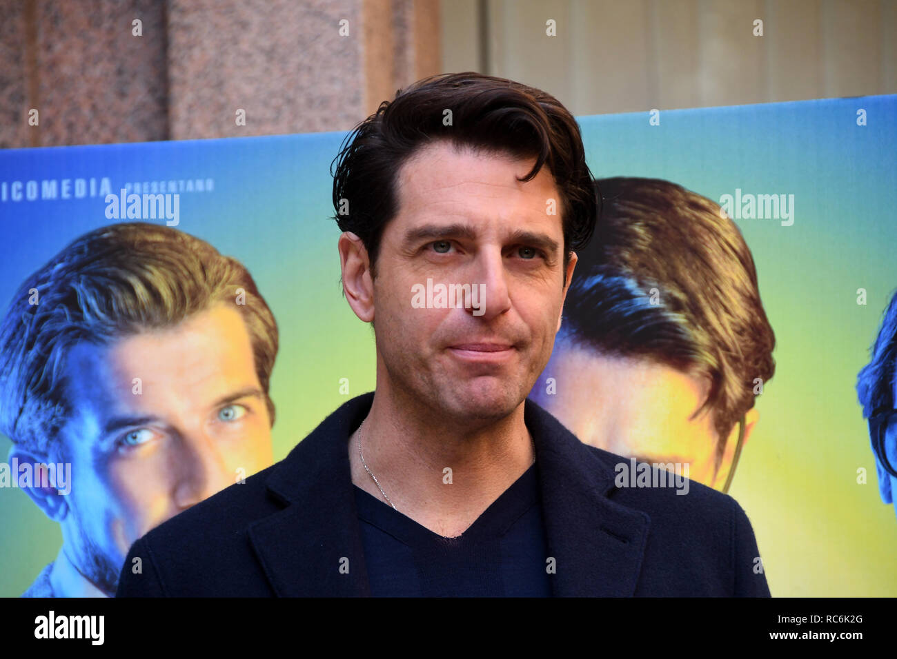 Rome, Italy. 14th January, 2019. Hotel Le Mèridienne Visconti - presentation film L'AGENZIA DEI BUGIARDI Giampaolo Morelli in the role of Fred Credit: Giuseppe Andidero Credit: Giuseppe Andidero/Alamy Live News Stock Photo
