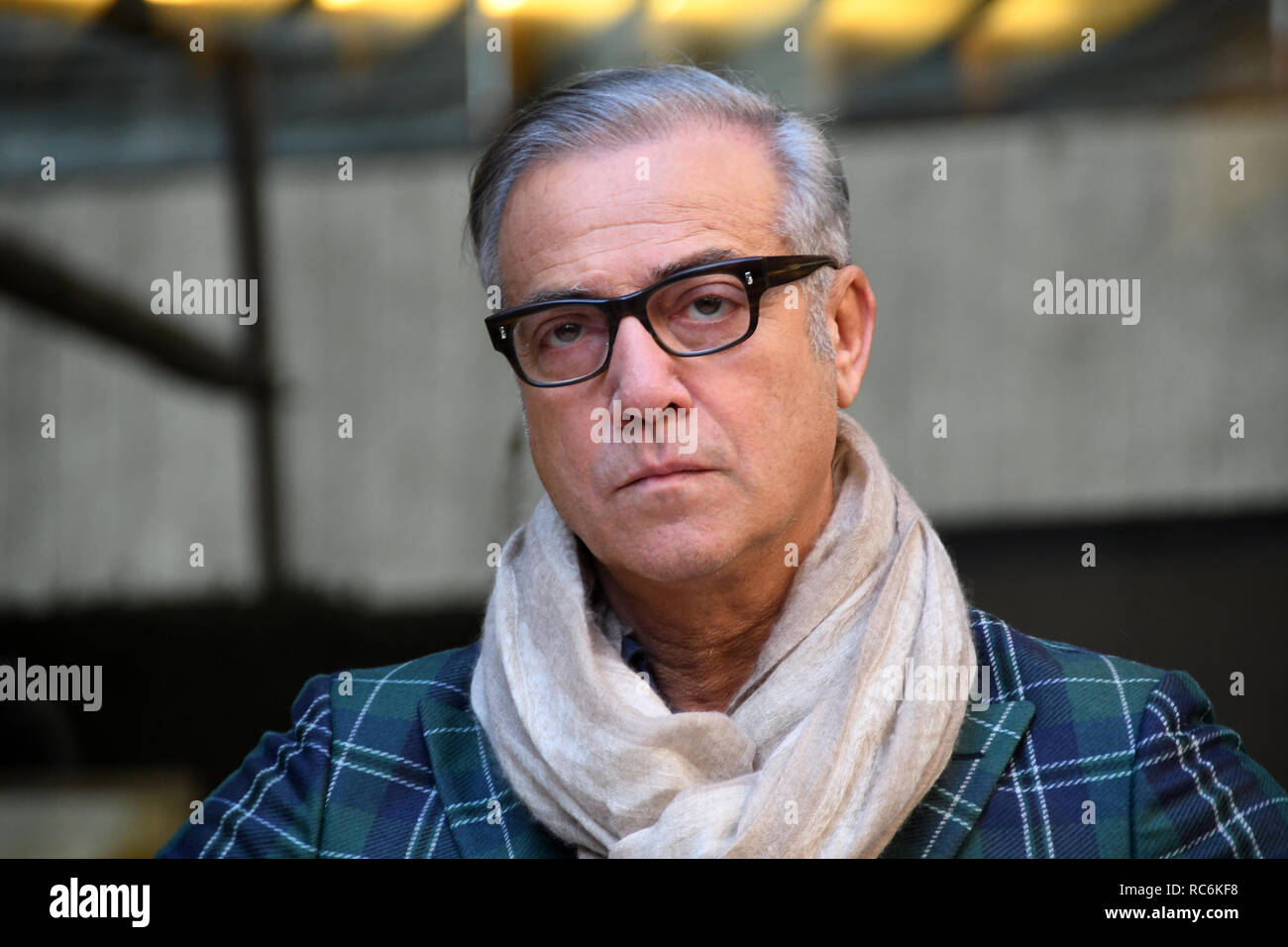 Rome, Italy. 14th January, 2019. Hotel Le Mèridienne Visconti - presentation film L'AGENZIA DEI BUGIARDI Massimo Ghini in the role of Alberto Credit: Giuseppe Andidero Credit: Giuseppe Andidero/Alamy Live News Stock Photo