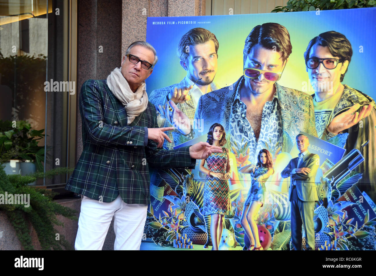 Rome, Italy. 14th January, 2019. Hotel Le Mèridienne Visconti - presentation film L'AGENZIA DEI BUGIARDI Massimo Ghini in the role of Alberto Credit: Giuseppe Andidero Credit: Giuseppe Andidero/Alamy Live News Stock Photo