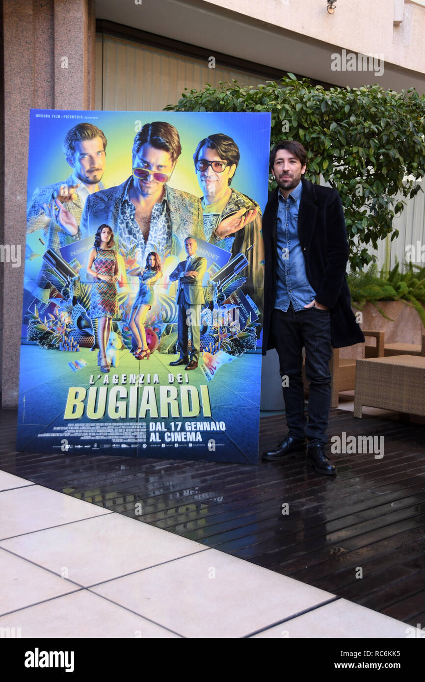 Rome, Italy. 14th January, 2019. Hotel Le Mèridienne Visconti - presentation film L'AGENZIA DEI BUGIARDI Herbert Ballerina in the role of Diego Credit: Giuseppe Andidero Credit: Giuseppe Andidero/Alamy Live News Stock Photo