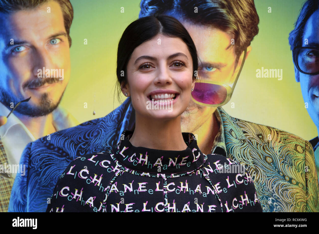 Rome, Italy. 14th January, 2019. Hotel Le Mèridienne Visconti - presentation film L'AGENZIA DEI BUGIARDI Alessandra Mastronardi in the role of Clio Credit: Giuseppe Andidero Credit: Giuseppe Andidero/Alamy Live News Stock Photo