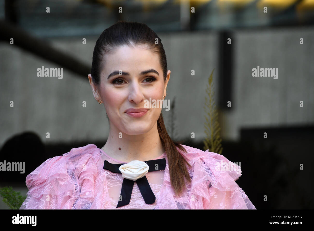 Rome, Italy. 14th January, 2019. Hotel Le Mèridienne Visconti - presentation film L'AGENZIA DEI BUGIARDI Diana Del Bufalo in the role of Cinzia Credit: Giuseppe Andidero Credit: Giuseppe Andidero/Alamy Live News Stock Photo