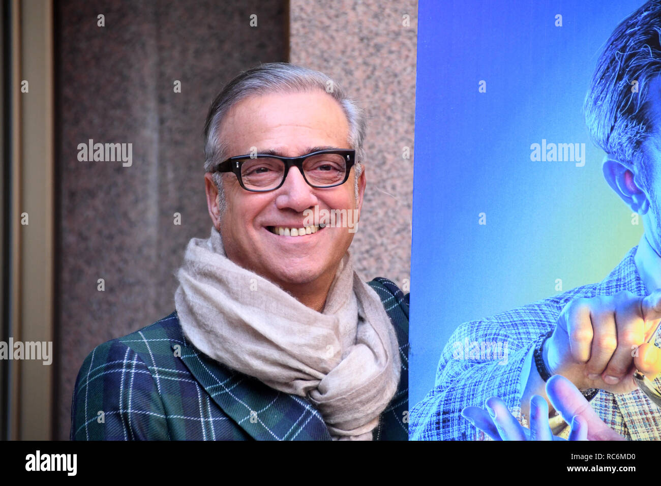 Rome, Italy. 14th January, 2019. Hotel Le Mèridienne Visconti - presentation film L'AGENZIA DEI BUGIARDI Massimo Ghini in the role of Alberto Credit: Giuseppe Andidero Credit: Giuseppe Andidero/Alamy Live News Stock Photo