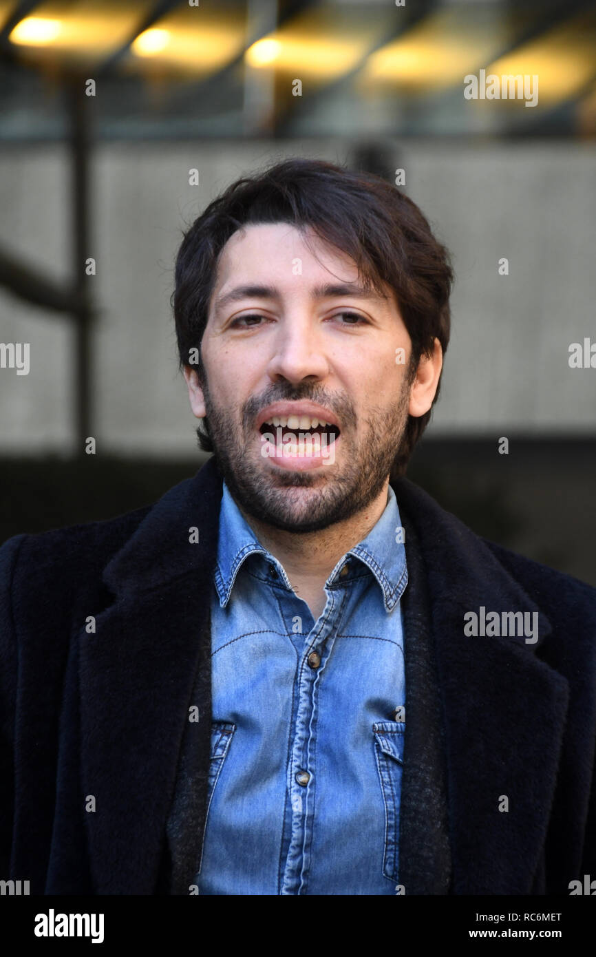 Rome, Italy. 14th January, 2019. Hotel Le Mèridienne Visconti - presentation film L'AGENZIA DEI BUGIARDI Herbert Ballerina in the role of Diego Credit: Giuseppe Andidero Credit: Giuseppe Andidero/Alamy Live News Stock Photo
